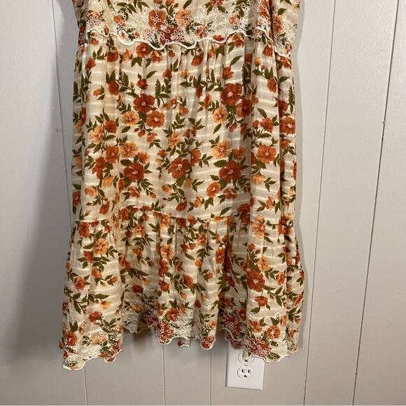 American Eagle Floral Print Tiered Boho Babydoll Dress Size L - Picture 2 of 6